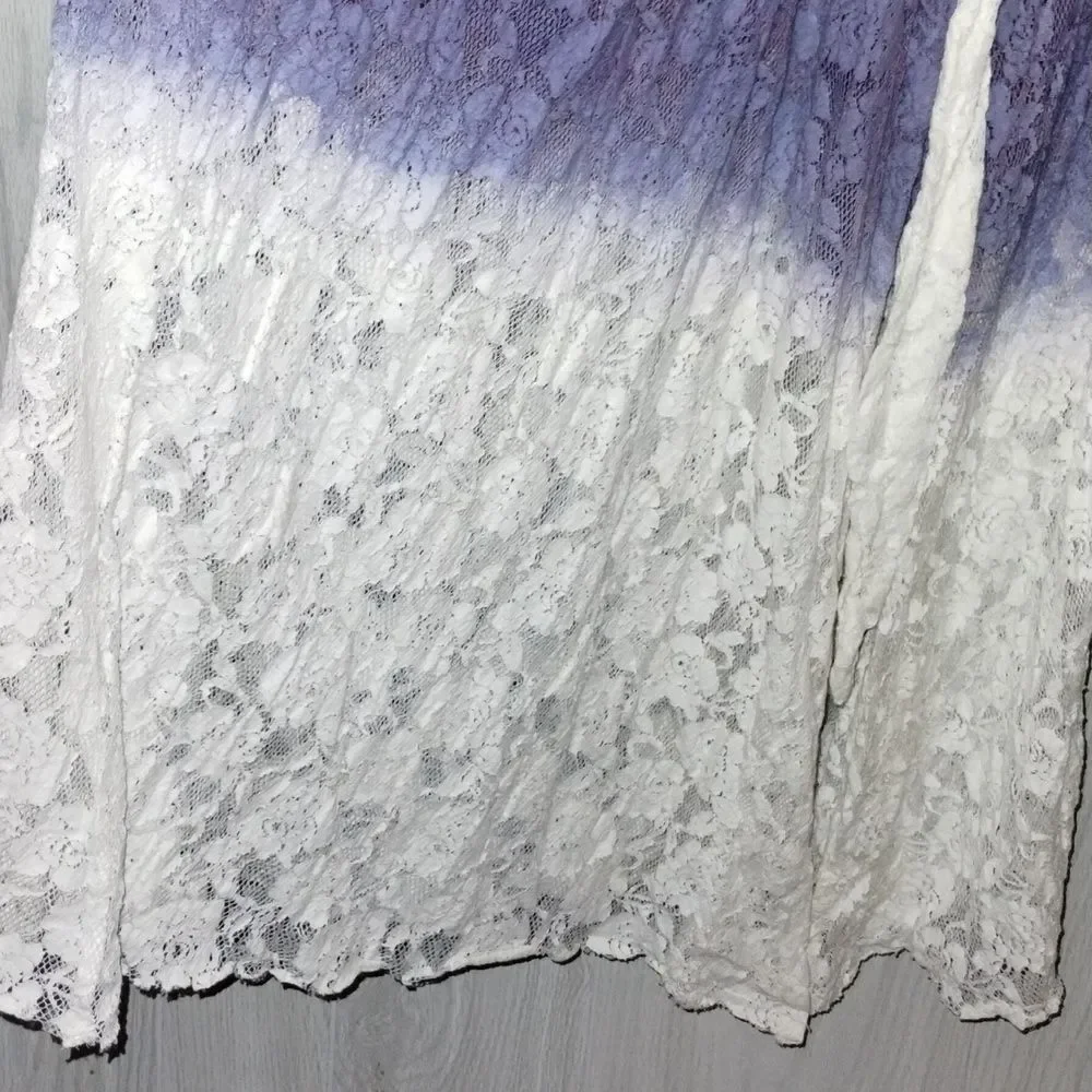 Free People One Purple and White Ombre Lace Duster Wrap Cardigan - Picture 3 of 8